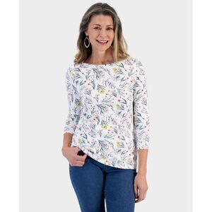 Petite Boat-Neck 3/4-Sleeve Top